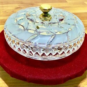 Elegant Etched Crystal Clear Compote‎ Candy Dish Trinket Jewelry Holder ~ Video